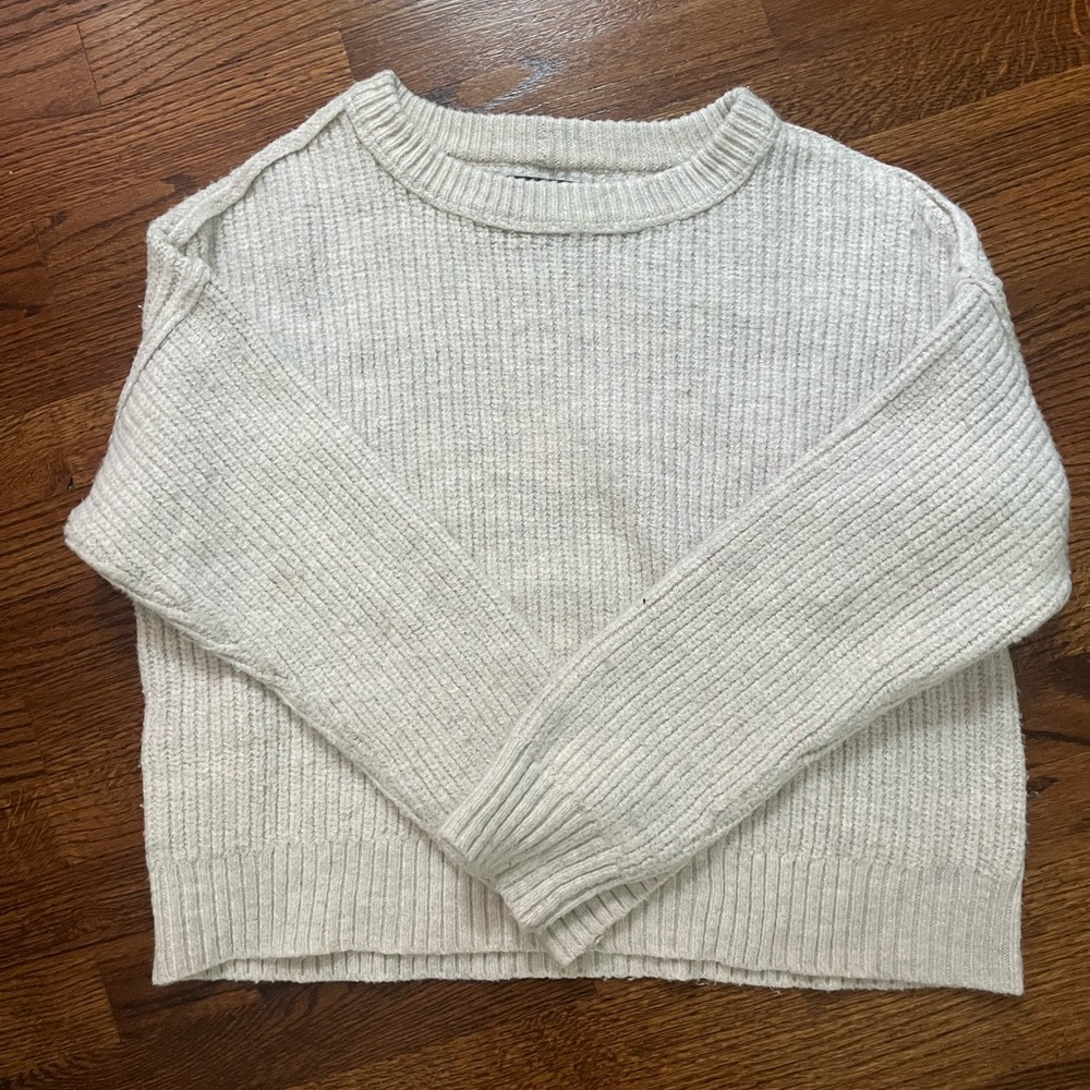 American Eagle Outfitters Cream Crew Neck Sweater